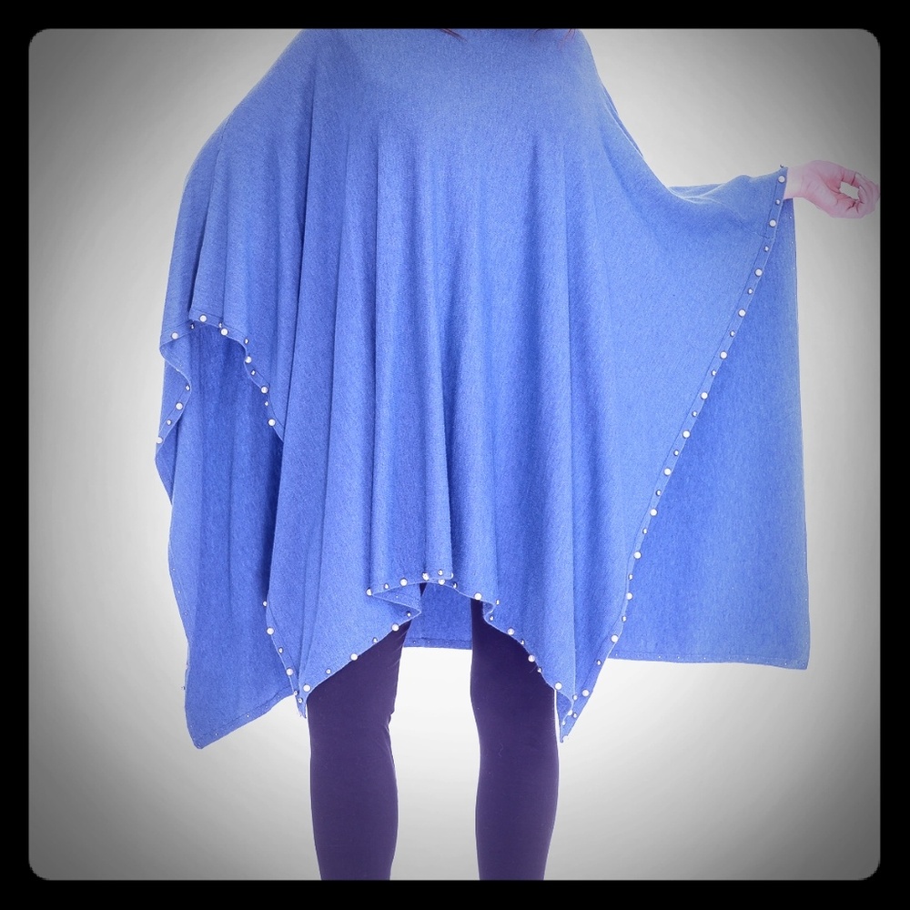 Soft blue sweater cape